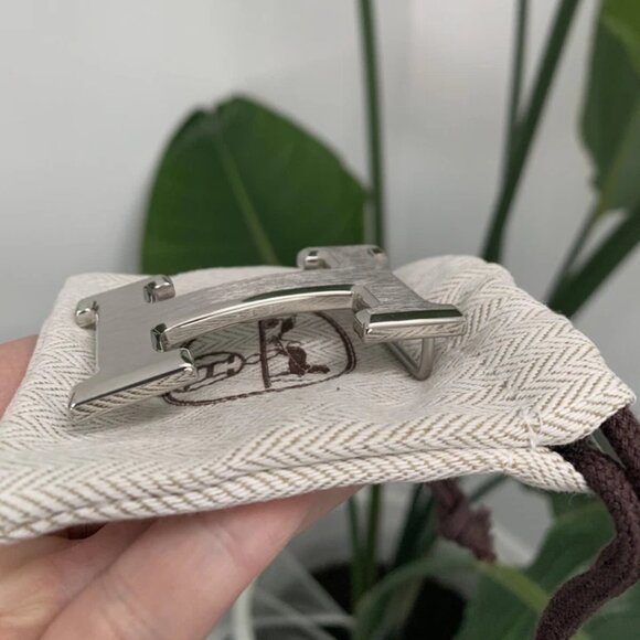 Hermes Classic H belt buckle brushed silver tone 32mm - Picture 3 of 4